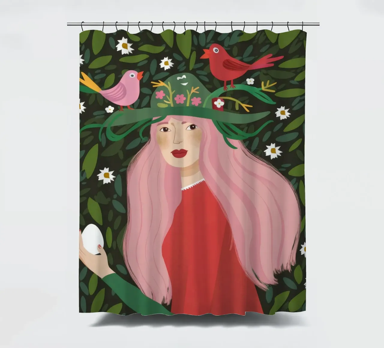 Fanciulla della foresta incantata tenda da doccia da Ivory Frame