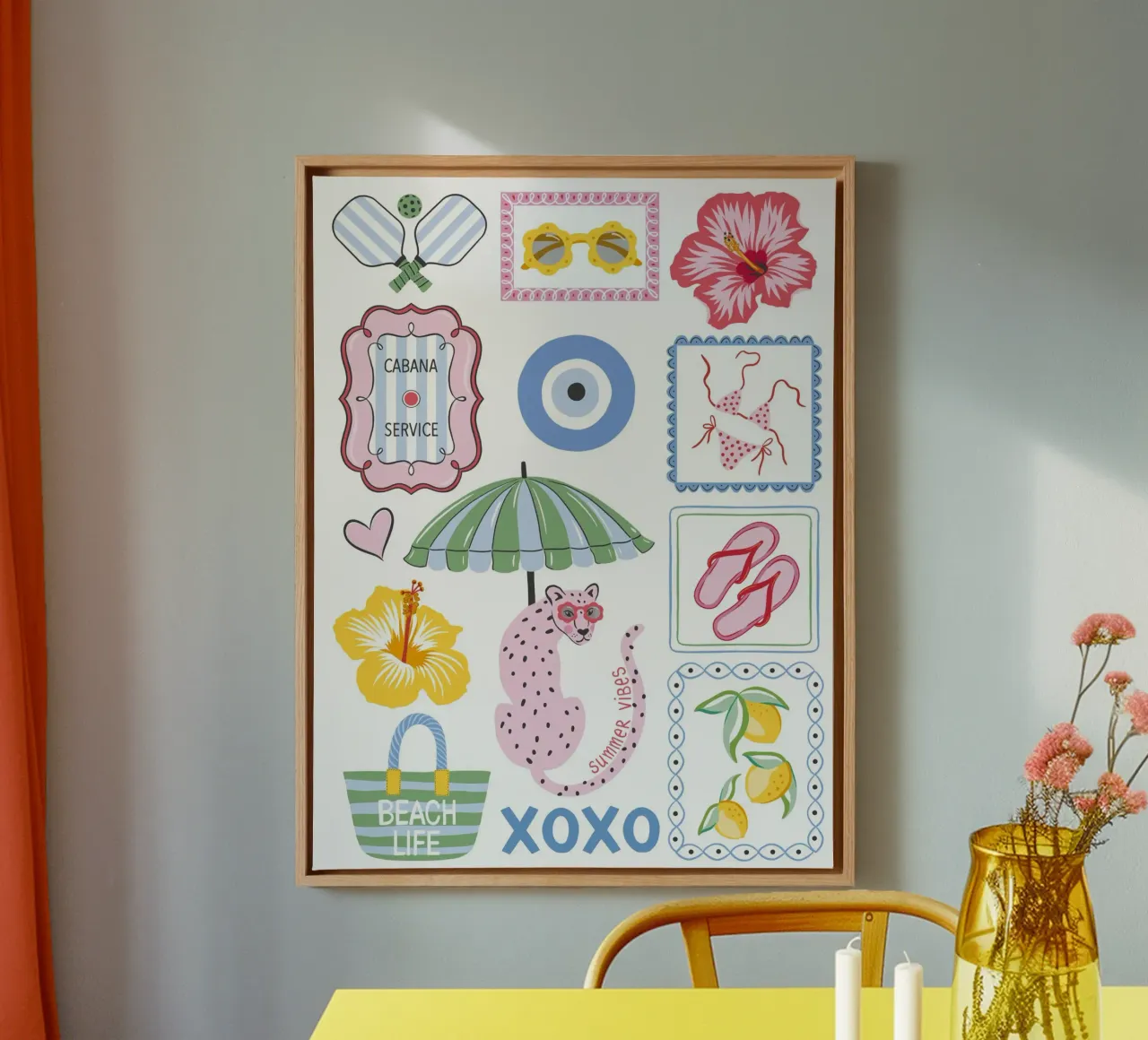 Whimsical summer beach vibes canvas van Vivdesign