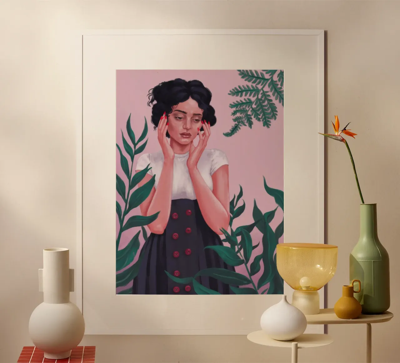 Sogno floreale pensoso poster con telaio in plastica da Ivory Frame