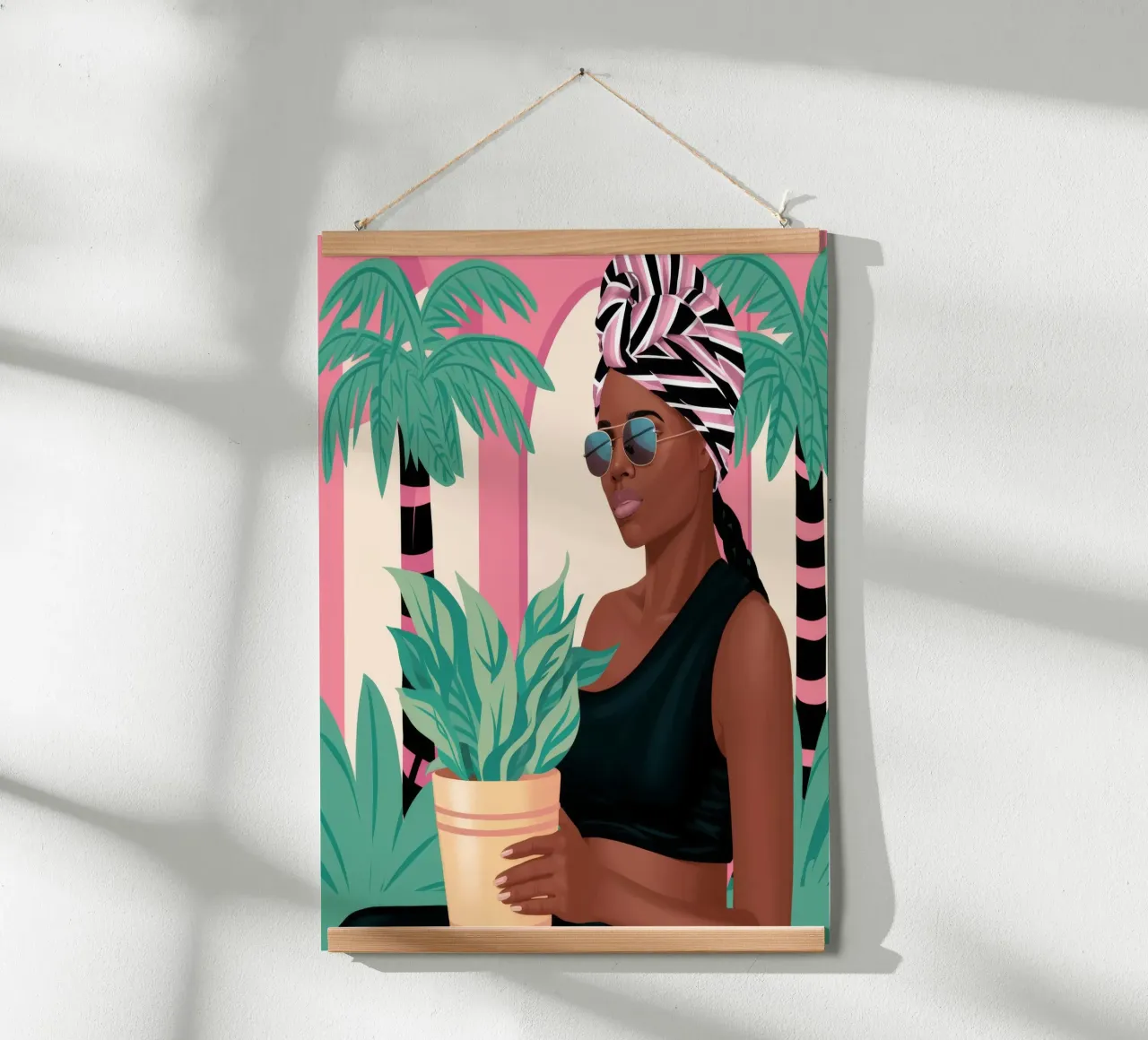 Abbraccio di piante tropicali poster con telaio in alluminio da Ivory Frame
