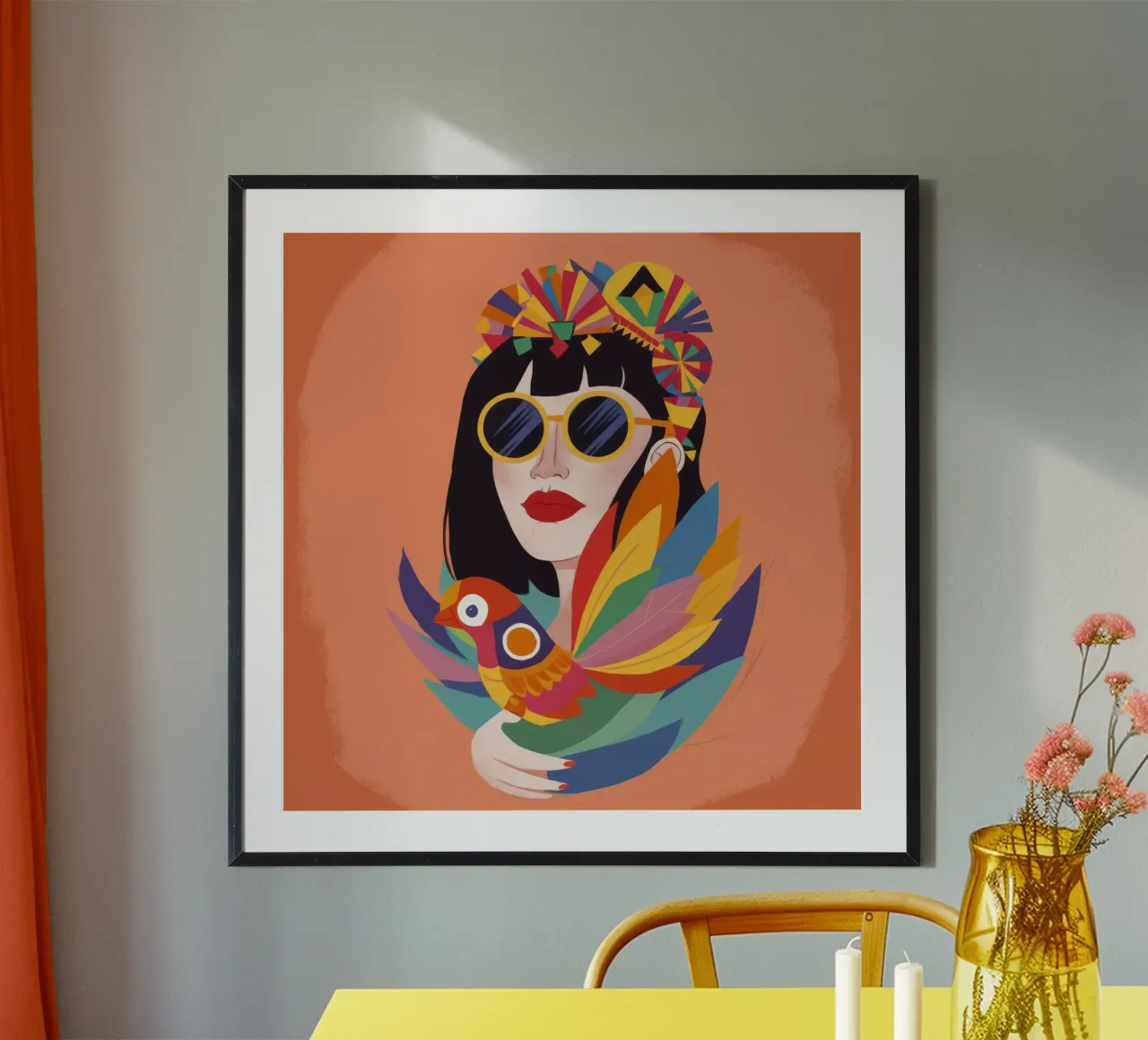 Spirito piumato vibrante poster con telaio in plastica da Ivory Frame