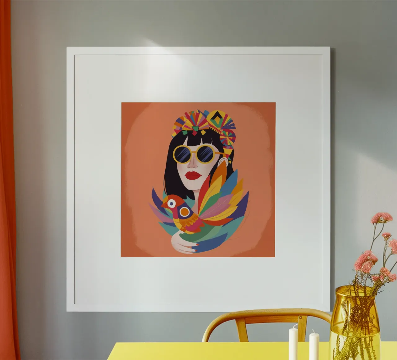 Spirito piumato vibrante poster con telaio in plastica da Ivory Frame