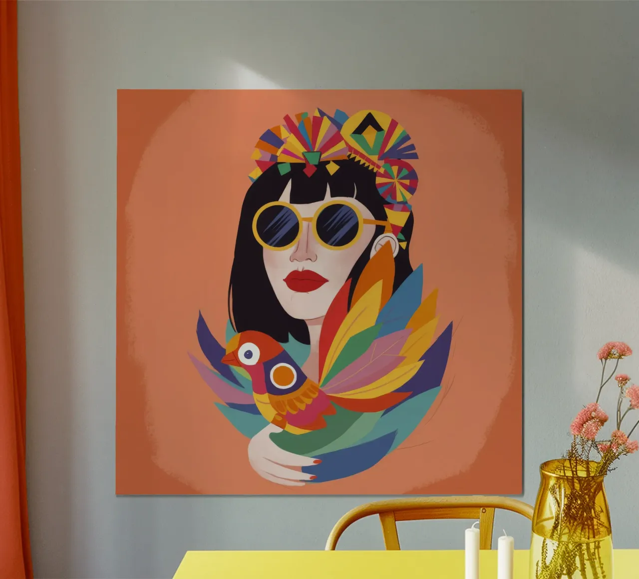 Spirito piumato vibrante poster con telaio in plastica da Ivory Frame