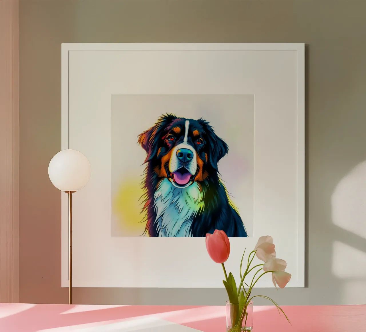 Bellissimo cane da montagna bernese #142 poster con telaio in plastica da Yumis.Beargang.and.Me