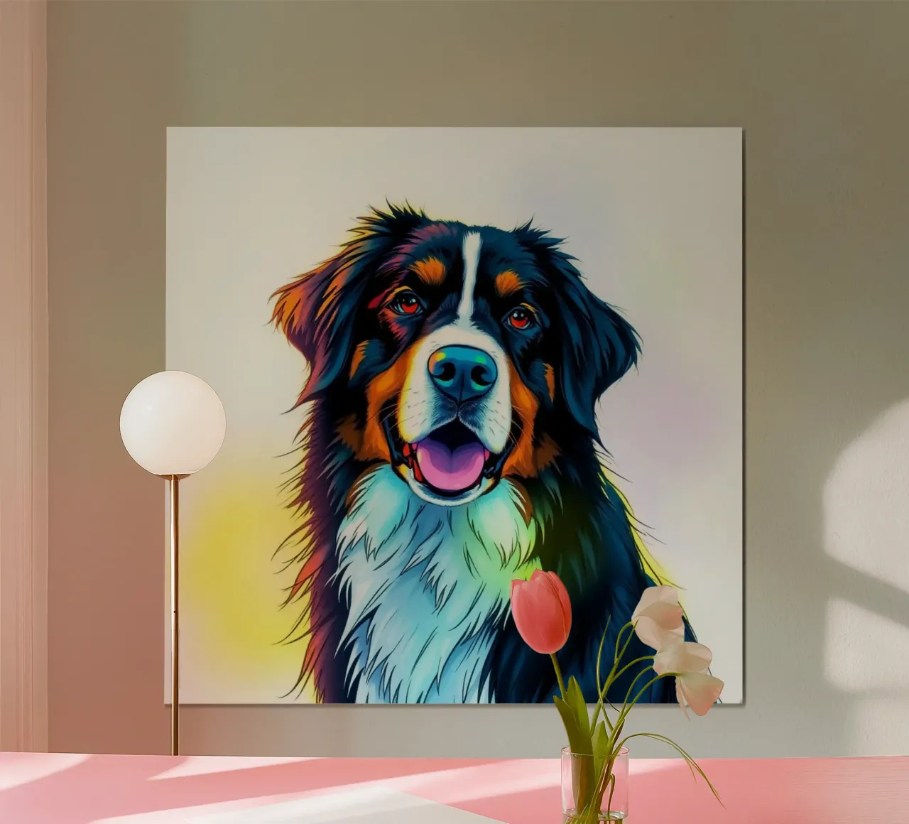 Bellissimo cane da montagna bernese #142 poster con telaio in plastica da Yumis.Beargang.and.Me