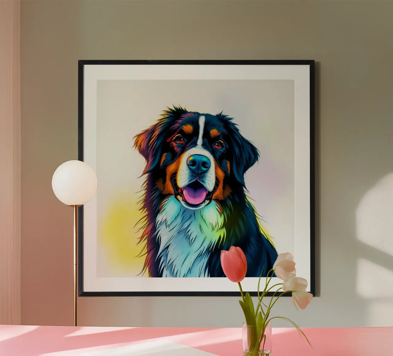 Bellissimo cane da montagna bernese #142 poster con telaio in plastica da Yumis.Beargang.and.Me