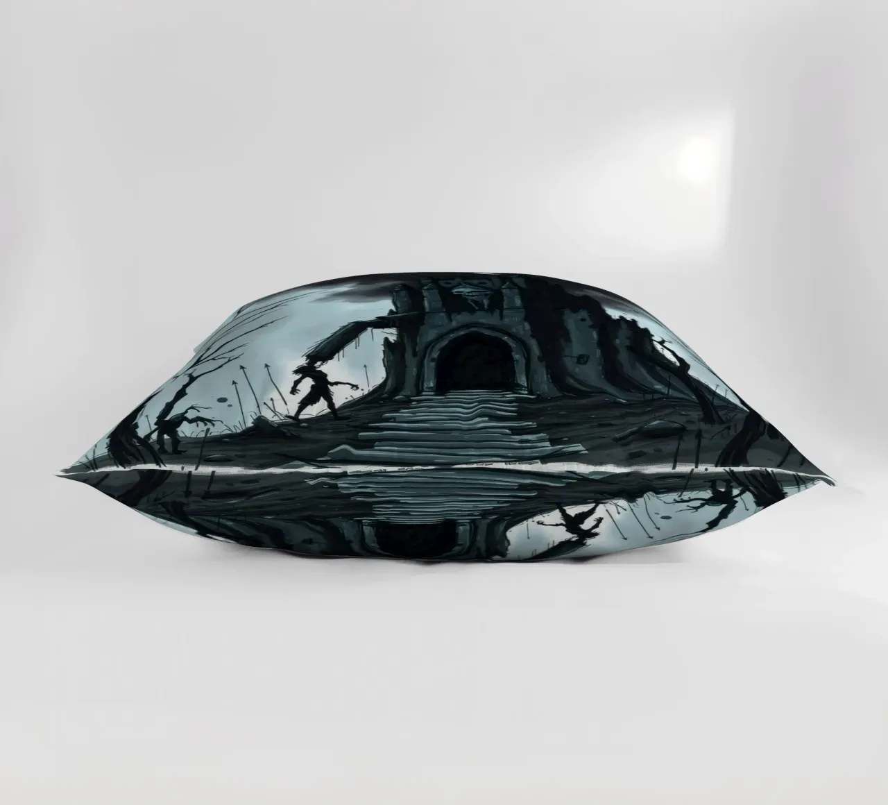 L'oscuro castello si profila minaccioso con una figura scheletrica cuscino da DesignDoodle