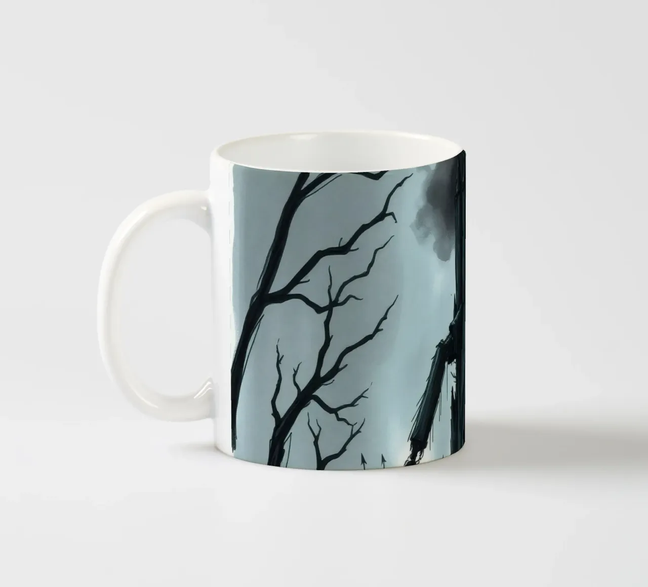 L'oscuro castello si profila minaccioso con una figura scheletrica tazza in ceramica da DesignDoodle
