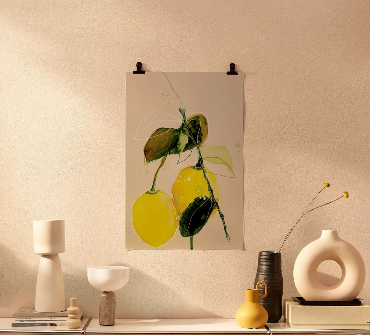 Lemonstudy 02 Poster mit Holzrahmen von Leigh Viner