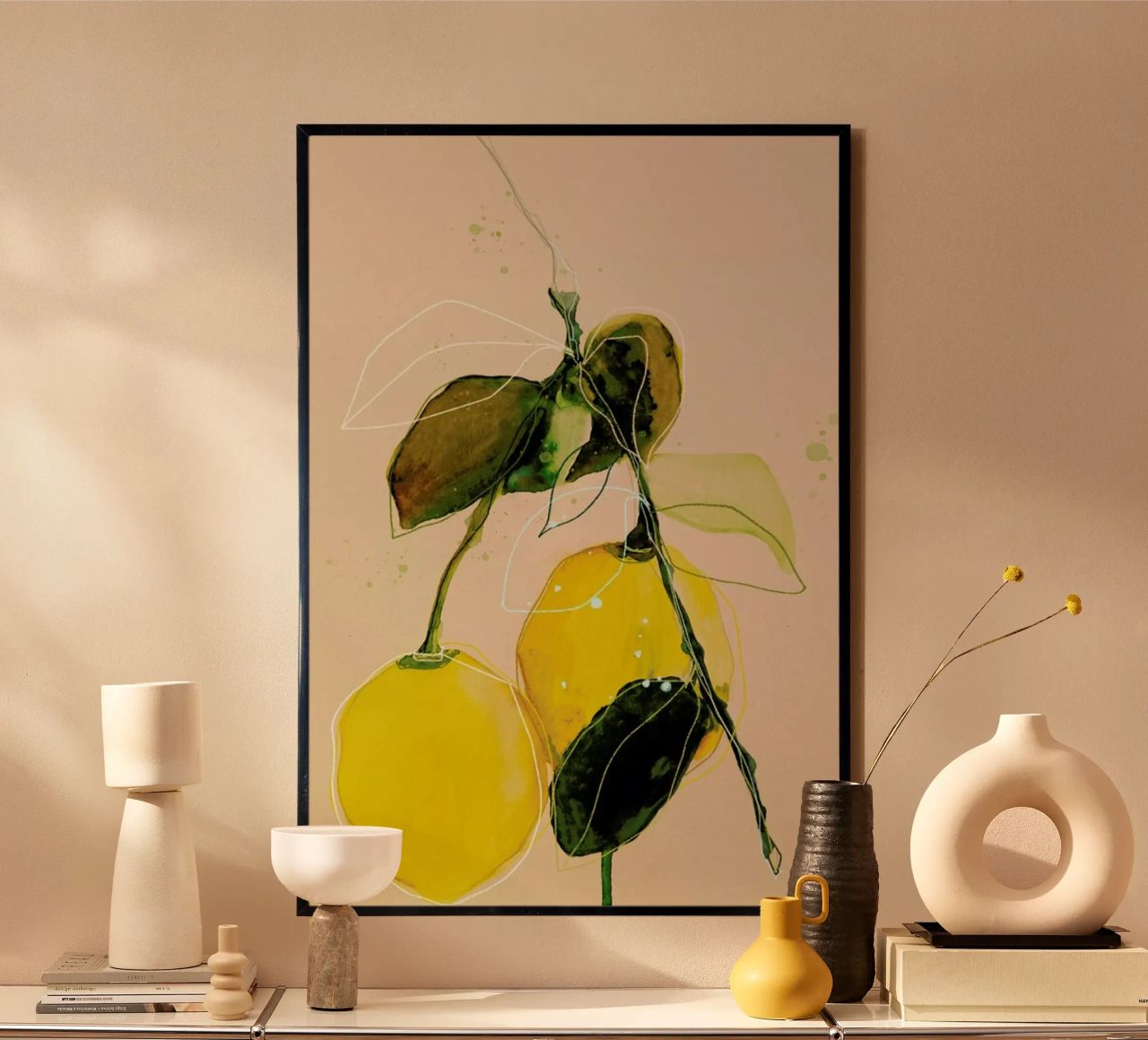 Lemonstudy 02 Poster mit Holzrahmen von Leigh Viner