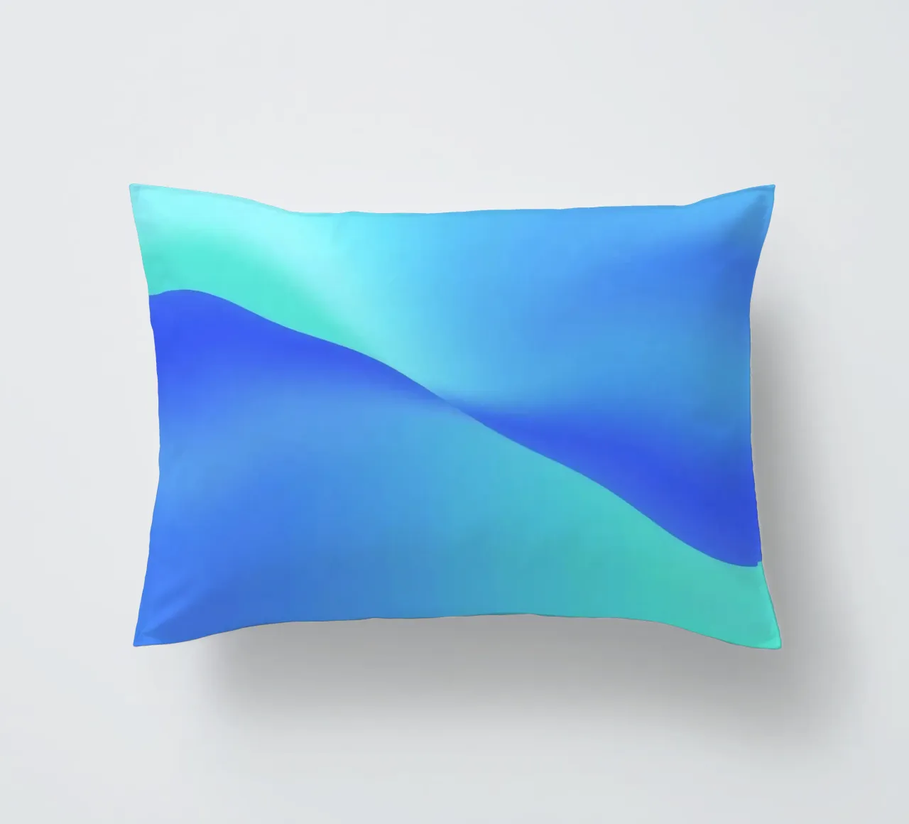 Fluid abstract design in shades of blue with waves decorative cushion by DesignDoodle