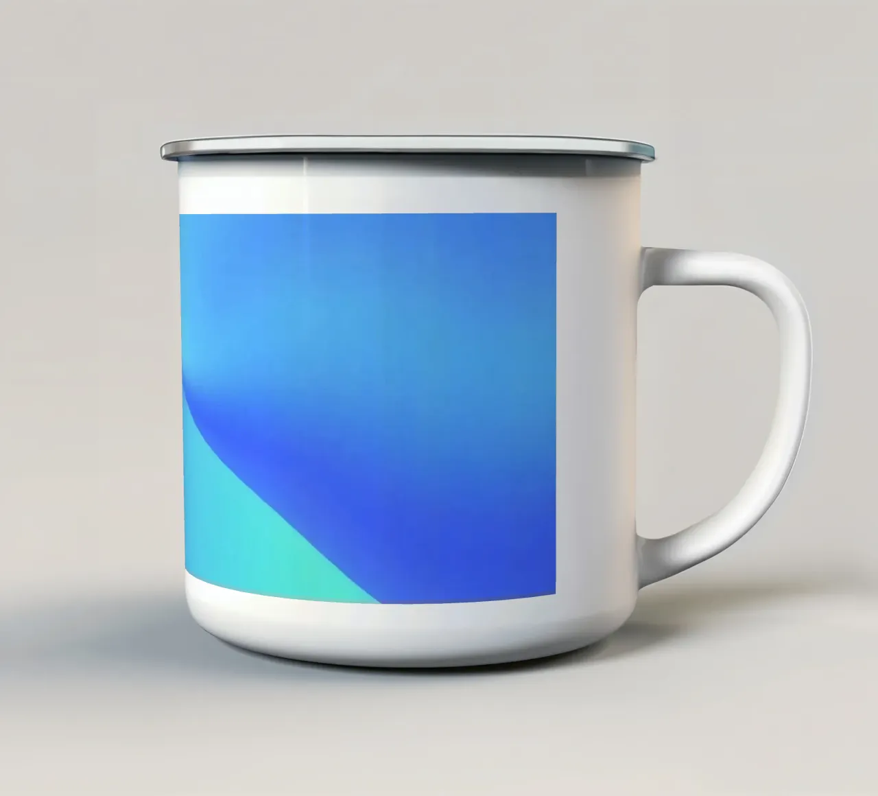 Vloeiend abstract ontwerp in blauwtinten met golven emaille mok van DesignDoodle