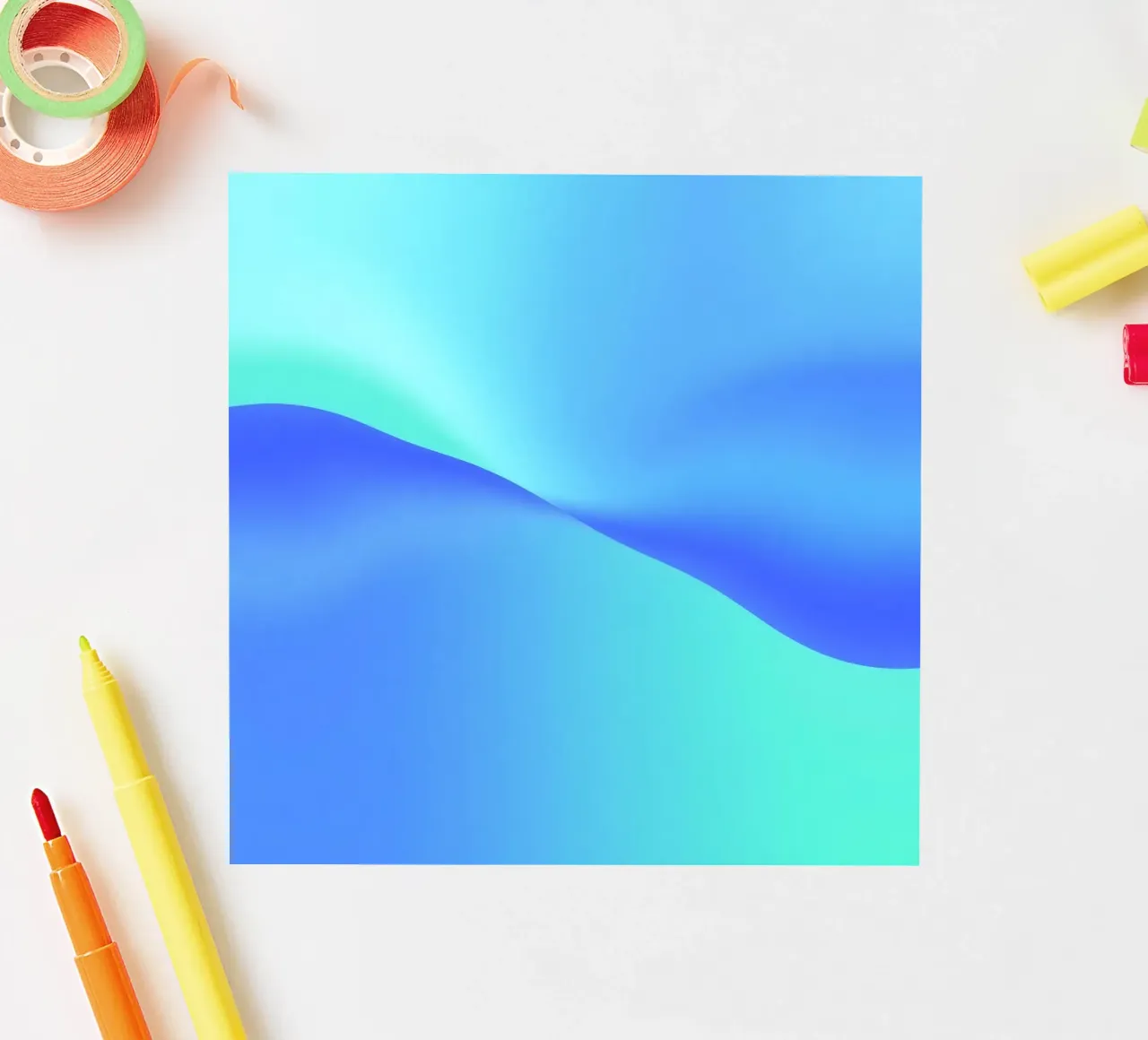 Vloeiend abstract ontwerp in blauwtinten met golven sticker van DesignDoodle