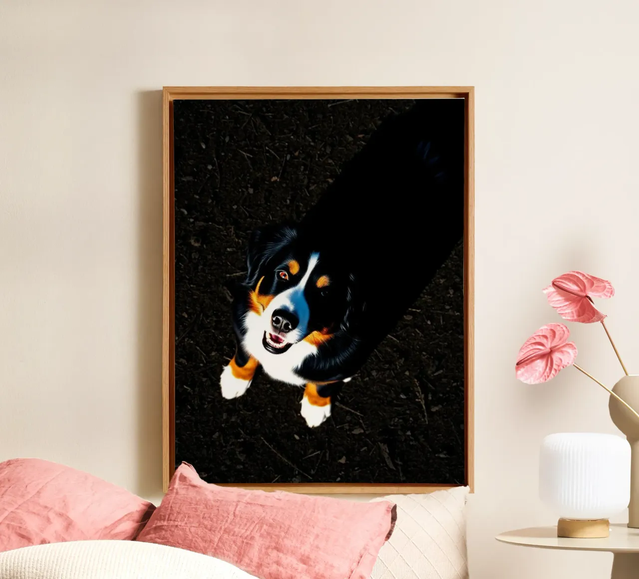 Beautiful Bernese Mountain Dog #143 canvas with Floater frame by Yumis.Beargang.and.Me