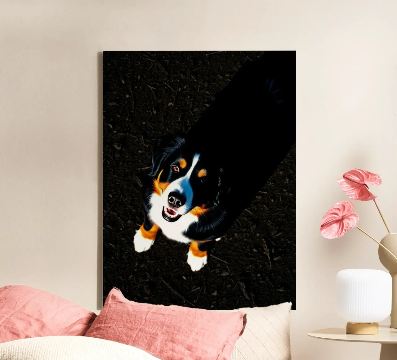 Beautiful Bernese Mountain Dog #143 canvas with Floater frame by Yumis.Beargang.and.Me