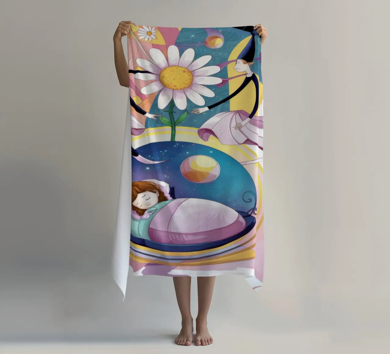 Sogno floreale cosmico telo mare da Ivory Frame