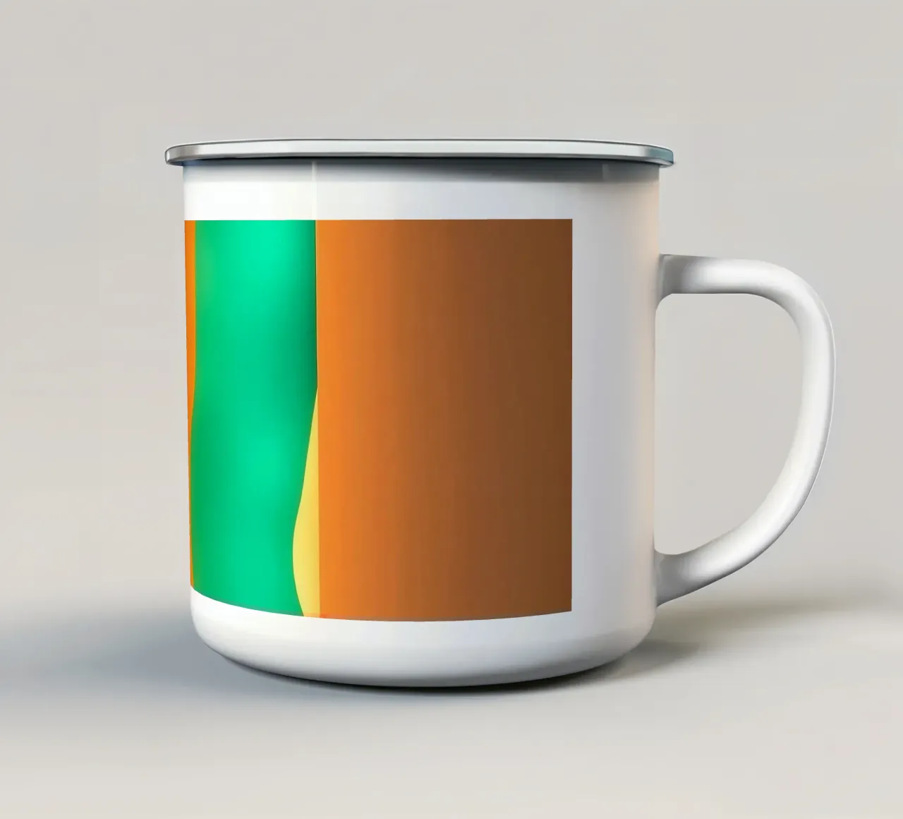 Felgekleurd abstract lichtpaneel dat een warm emaille mok van DesignDoodle
