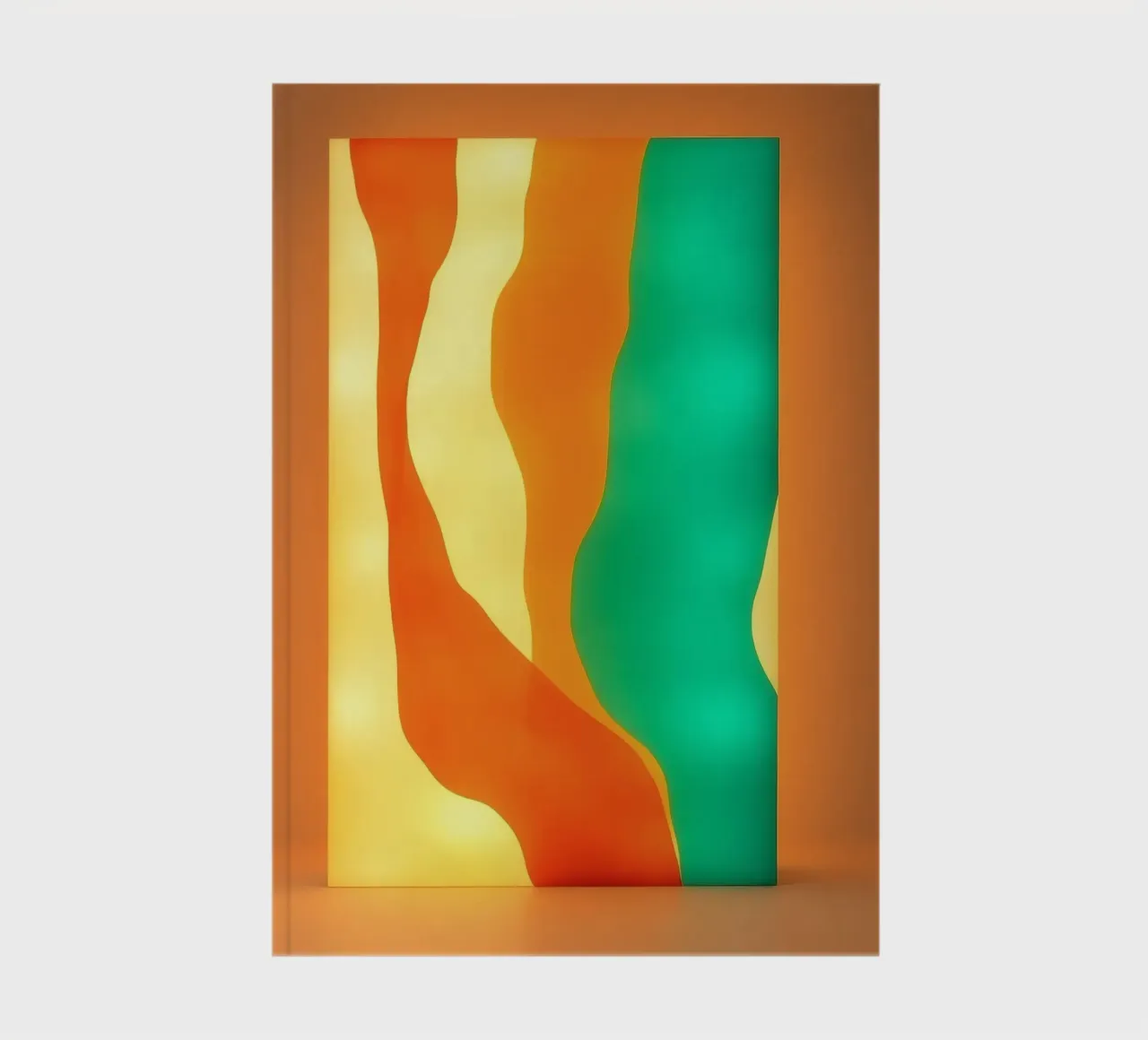 Panneau lumineux abstrait aux couleurs vives éclairant un paysage chaleureux. carnet de notes de DesignDoodle