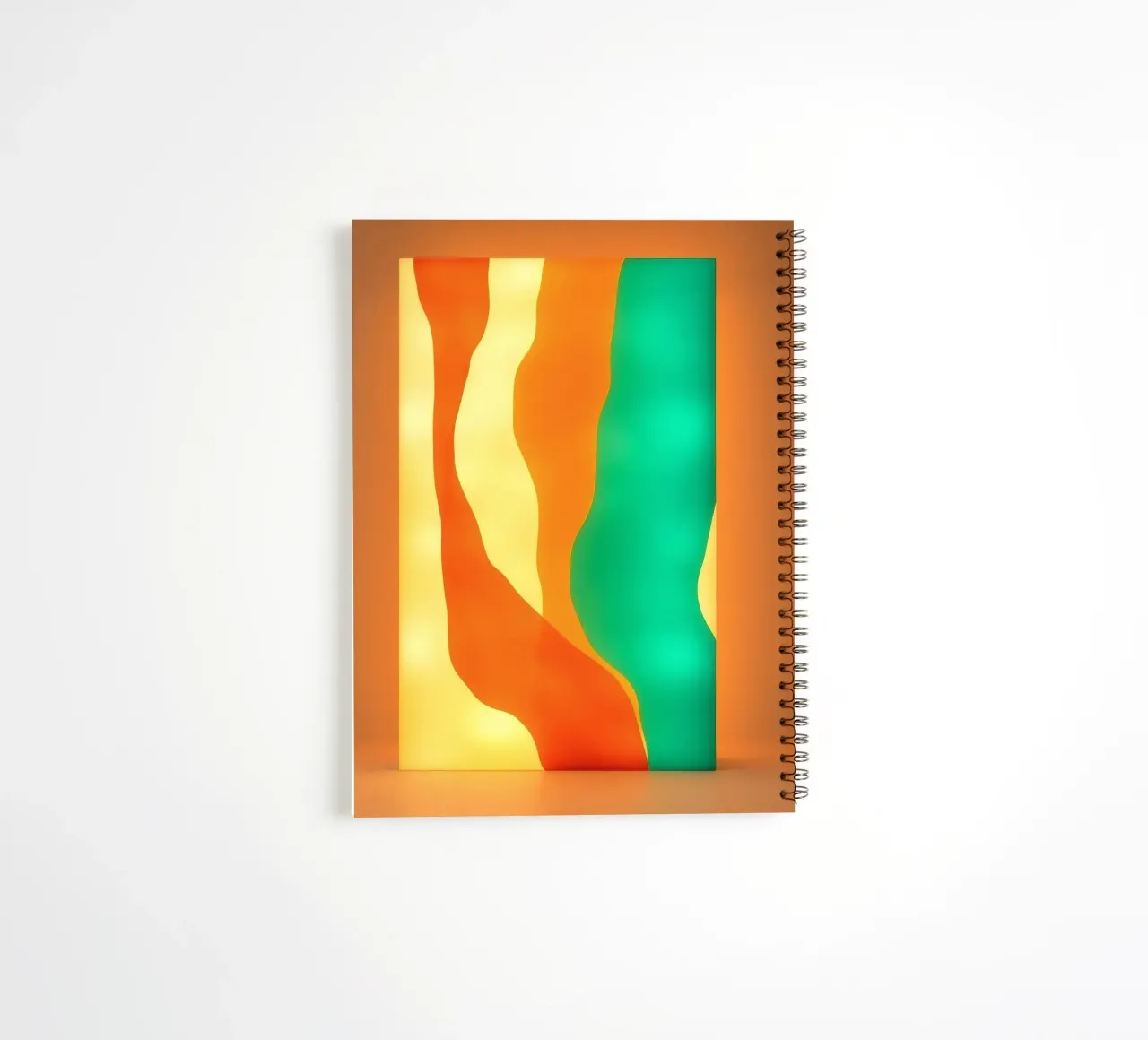 Panneau lumineux abstrait aux couleurs vives éclairant un paysage chaleureux. carnet à spirale de DesignDoodle