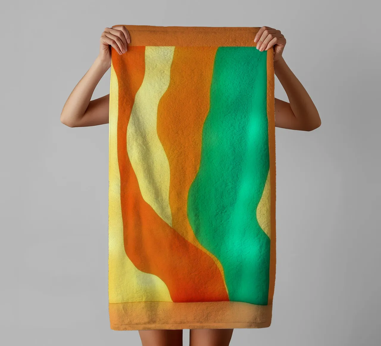 Brightly colored abstract light panel illuminating a warm towel by DesignDoodle