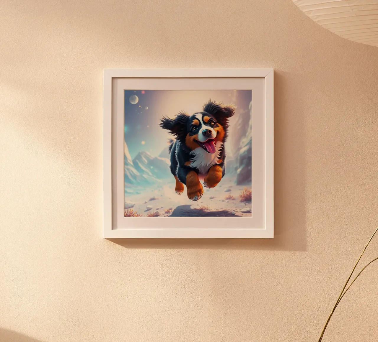 Bellissimo cane da montagna bernese #144 poster con telaio in legno da Yumis.Beargang.and.Me