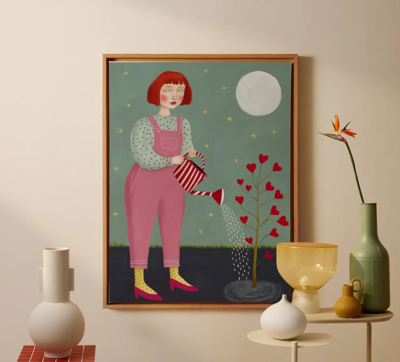 Moonlit Garden Nurture canvas met Baklijst van Ivory Frame