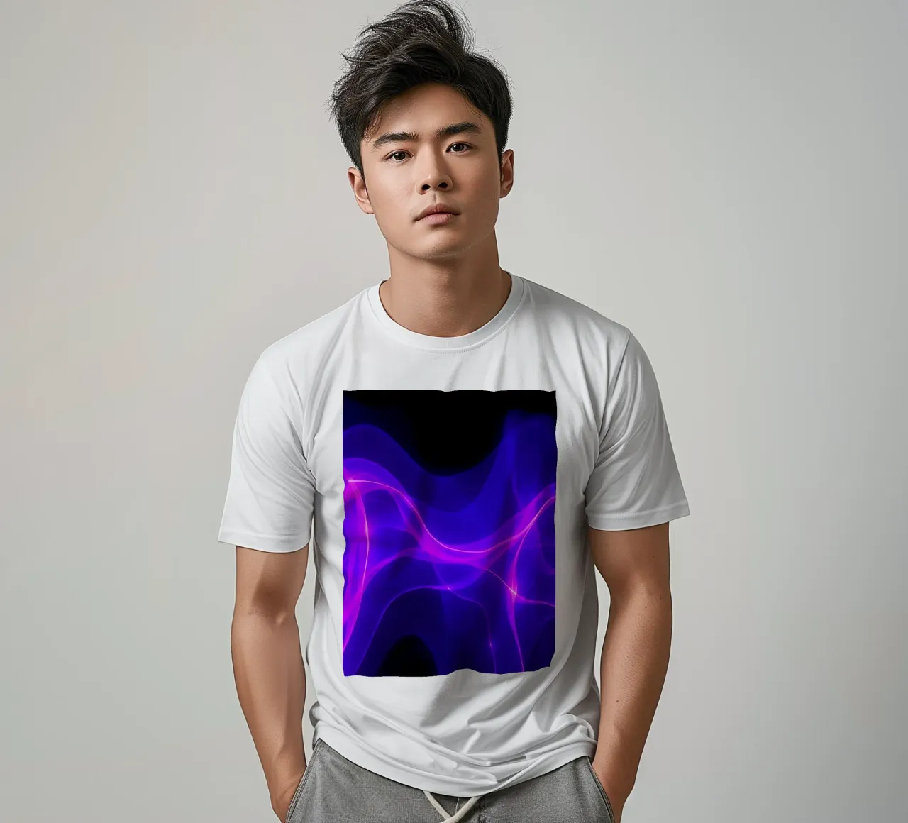 purple light waves create a mesmerizing abstract design t-shirt by DesignDoodle