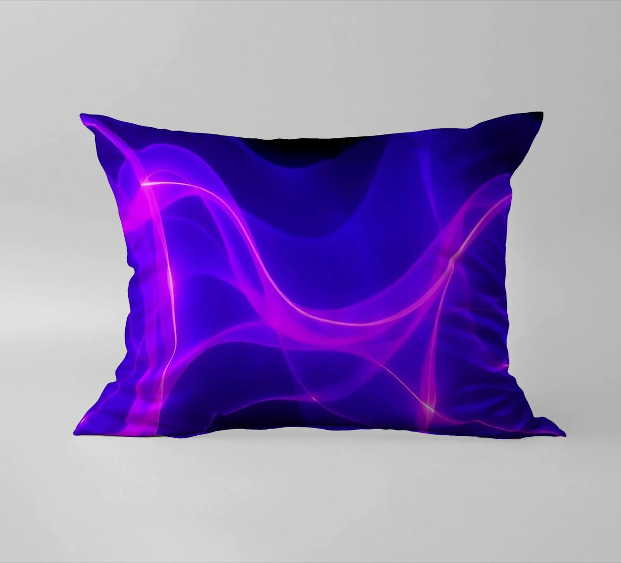 purple light waves create a mesmerizing abstract design decorative cushion by DesignDoodle