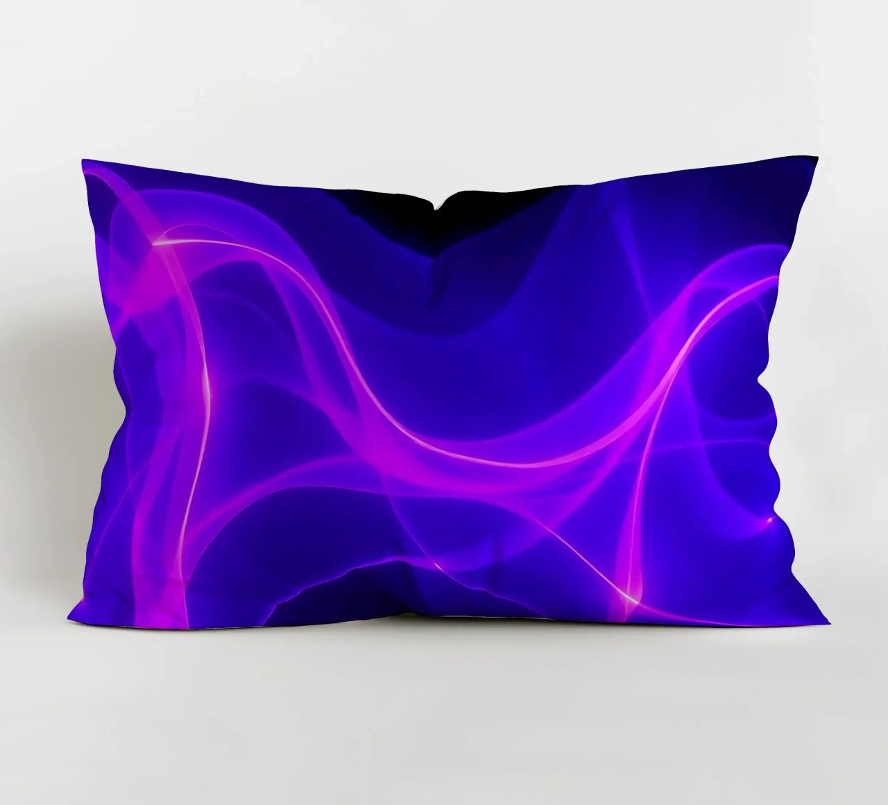 purple light waves create a mesmerizing abstract design decorative cushion by DesignDoodle