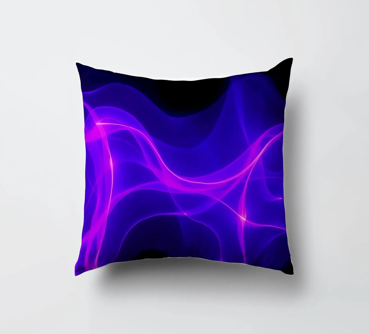 purple light waves create a mesmerizing abstract design decorative cushion by DesignDoodle