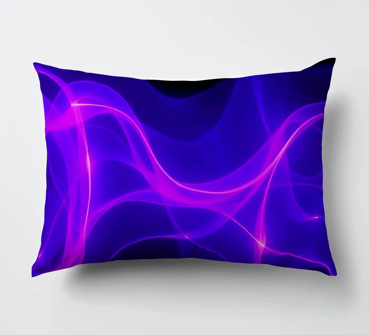 purple light waves create a mesmerizing abstract design decorative cushion by DesignDoodle
