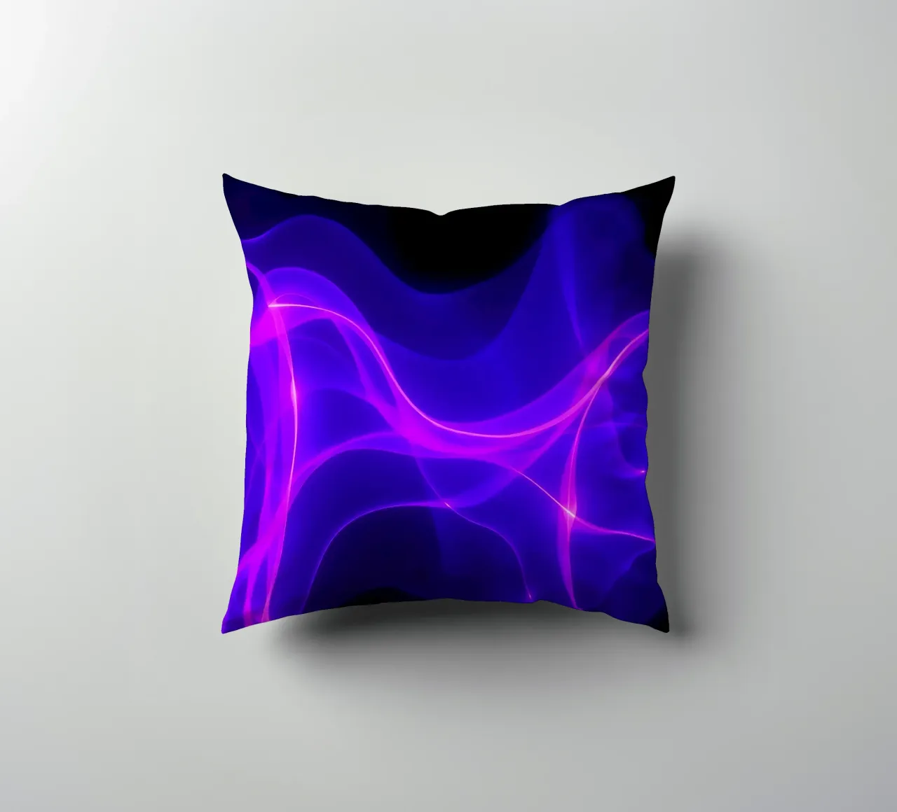 purple light waves create a mesmerizing abstract design decorative cushion by DesignDoodle