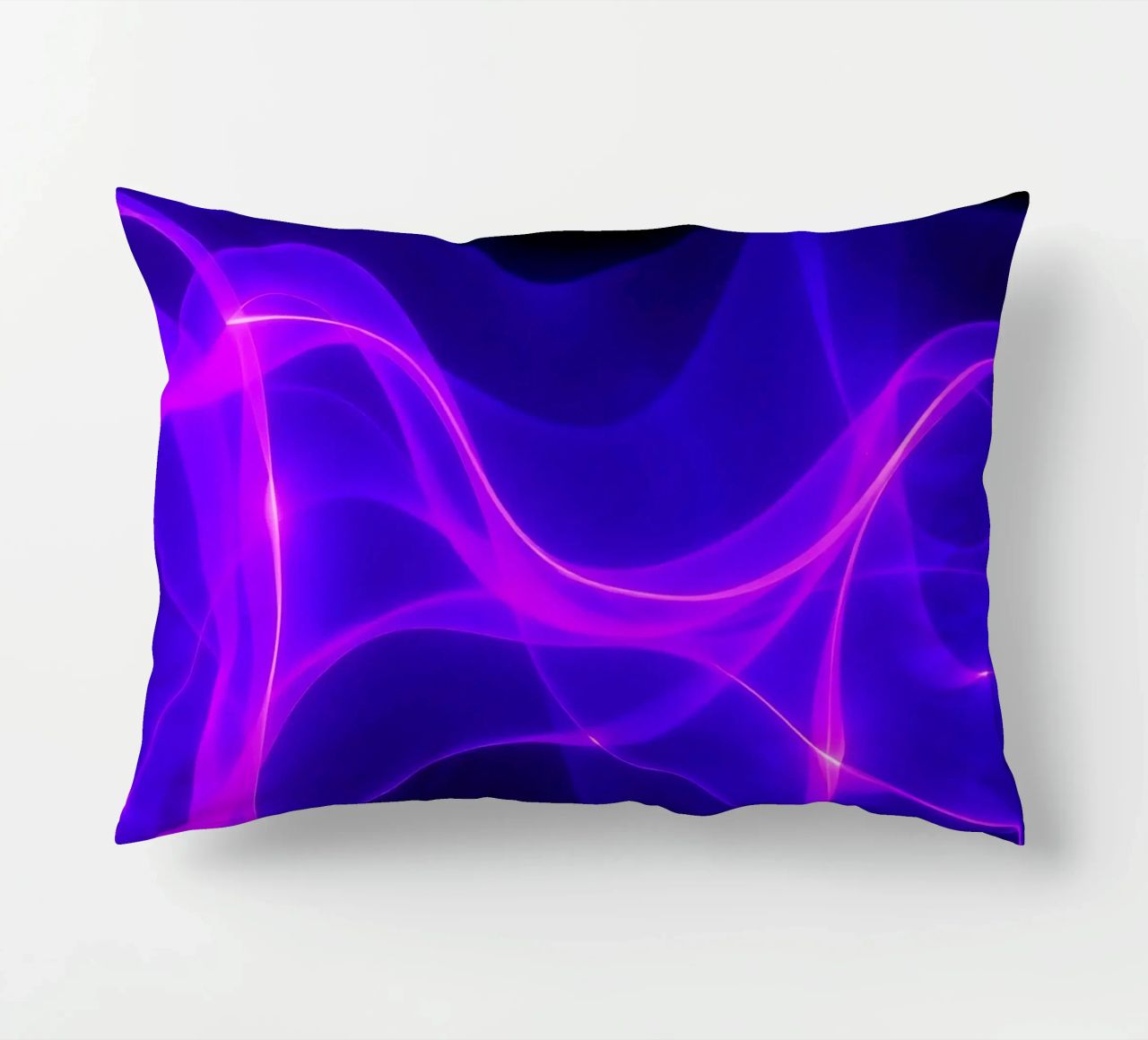 purple light waves create a mesmerizing abstract design decorative cushion by DesignDoodle