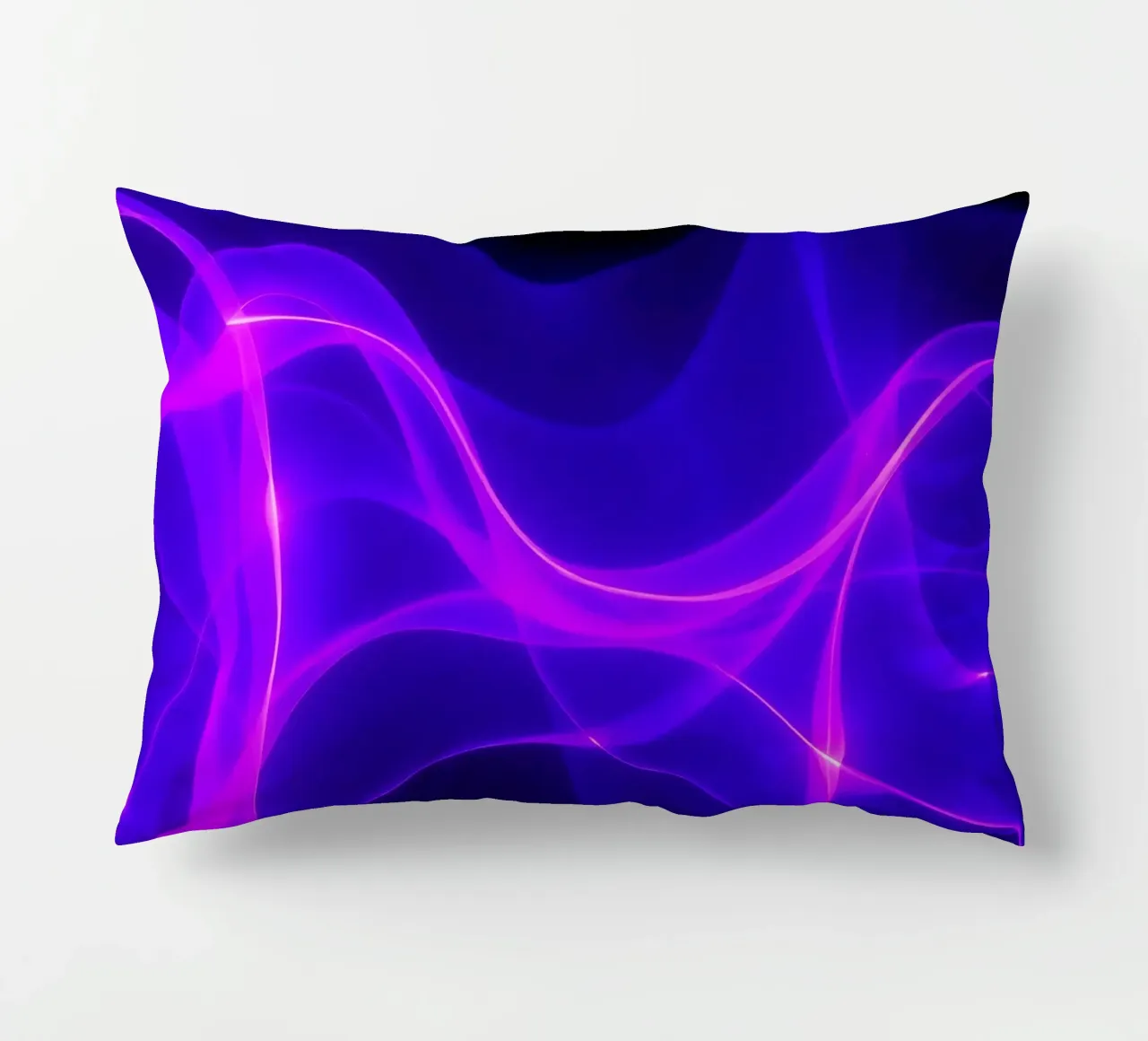 purple light waves create a mesmerizing abstract design decorative cushion by DesignDoodle