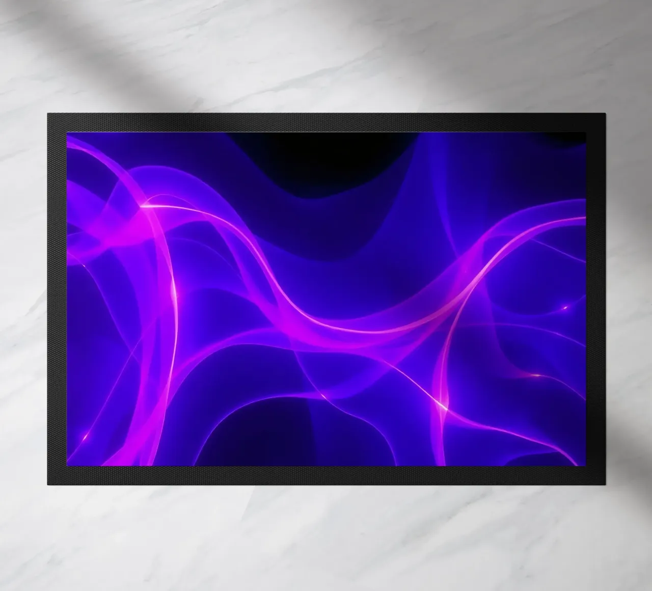 purple light waves create a mesmerizing abstract design doormat by DesignDoodle