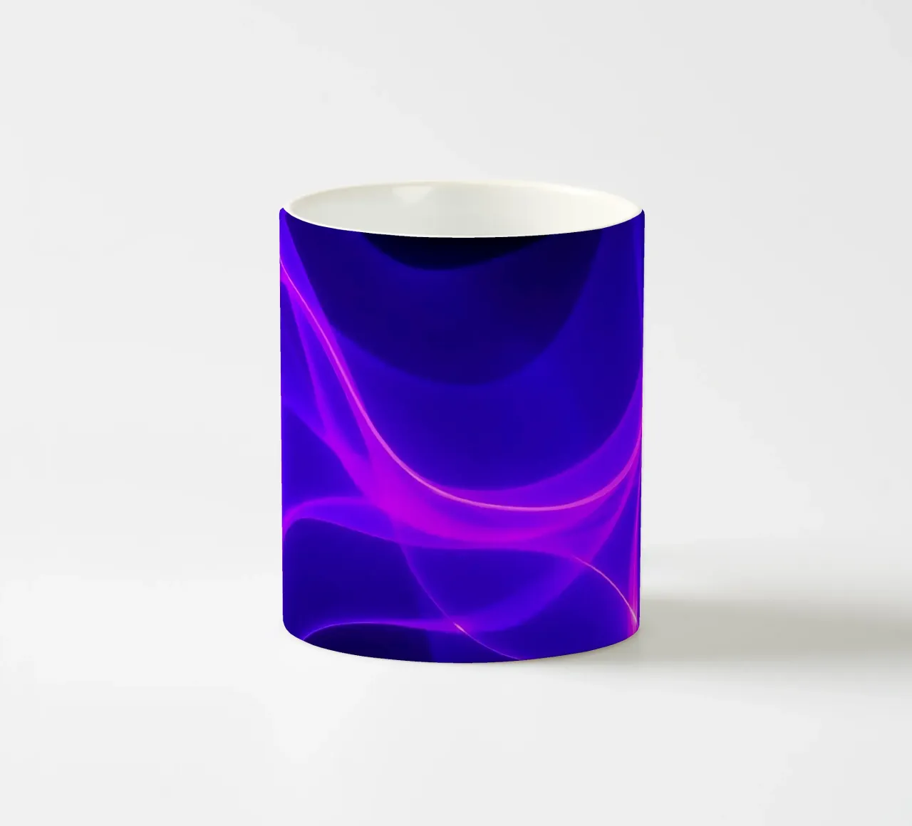 purple light waves create a mesmerizing abstract design ceramic mug by DesignDoodle
