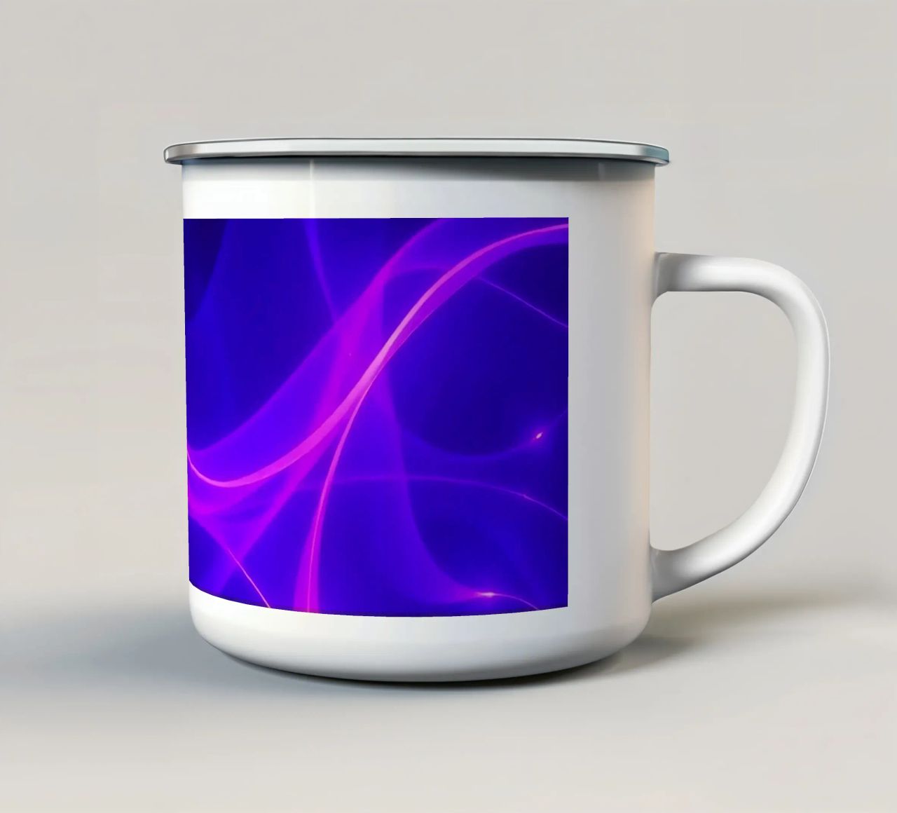 purple light waves create a mesmerizing abstract design enamel mug by DesignDoodle