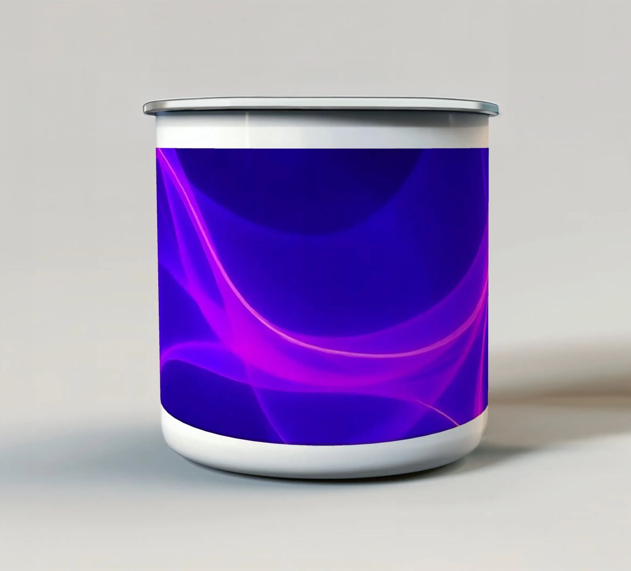 purple light waves create a mesmerizing abstract design enamel mug by DesignDoodle