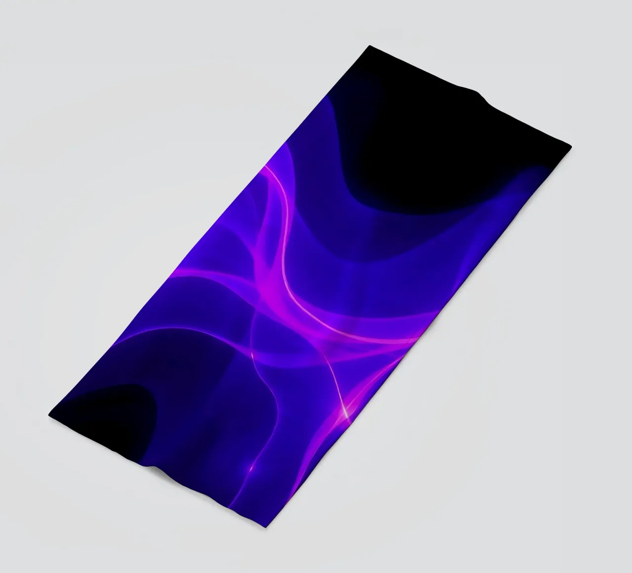 purple light waves create a mesmerizing abstract design beach towel by DesignDoodle