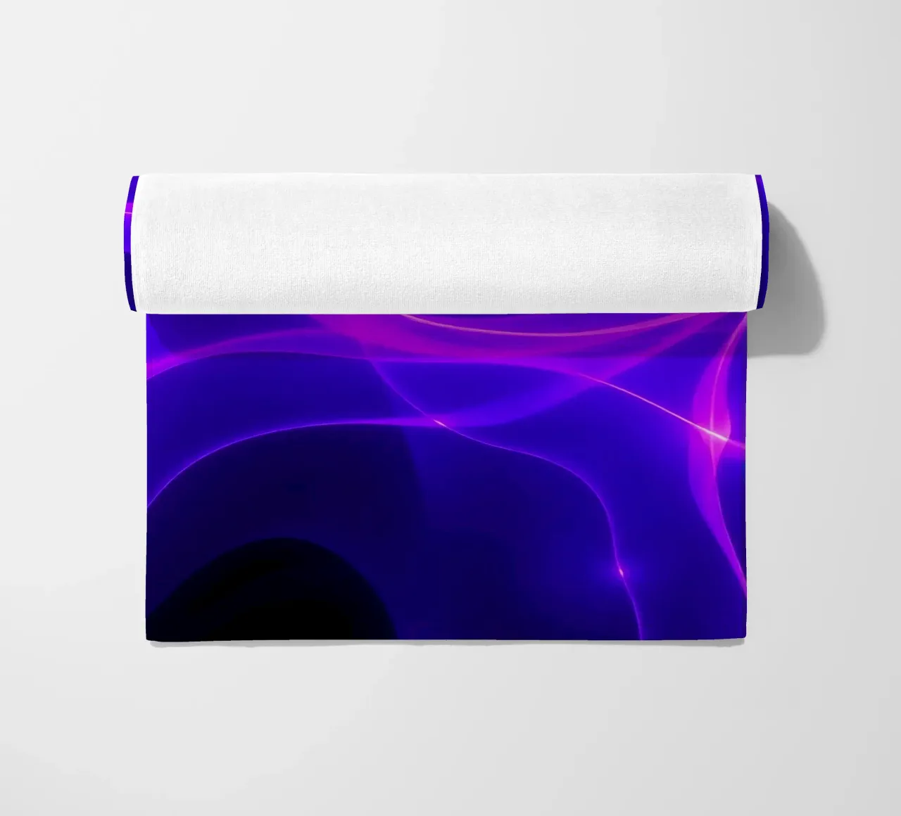 purple light waves create a mesmerizing abstract design beach towel by DesignDoodle