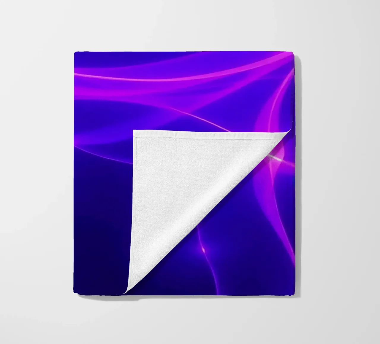 purple light waves create a mesmerizing abstract design beach towel by DesignDoodle