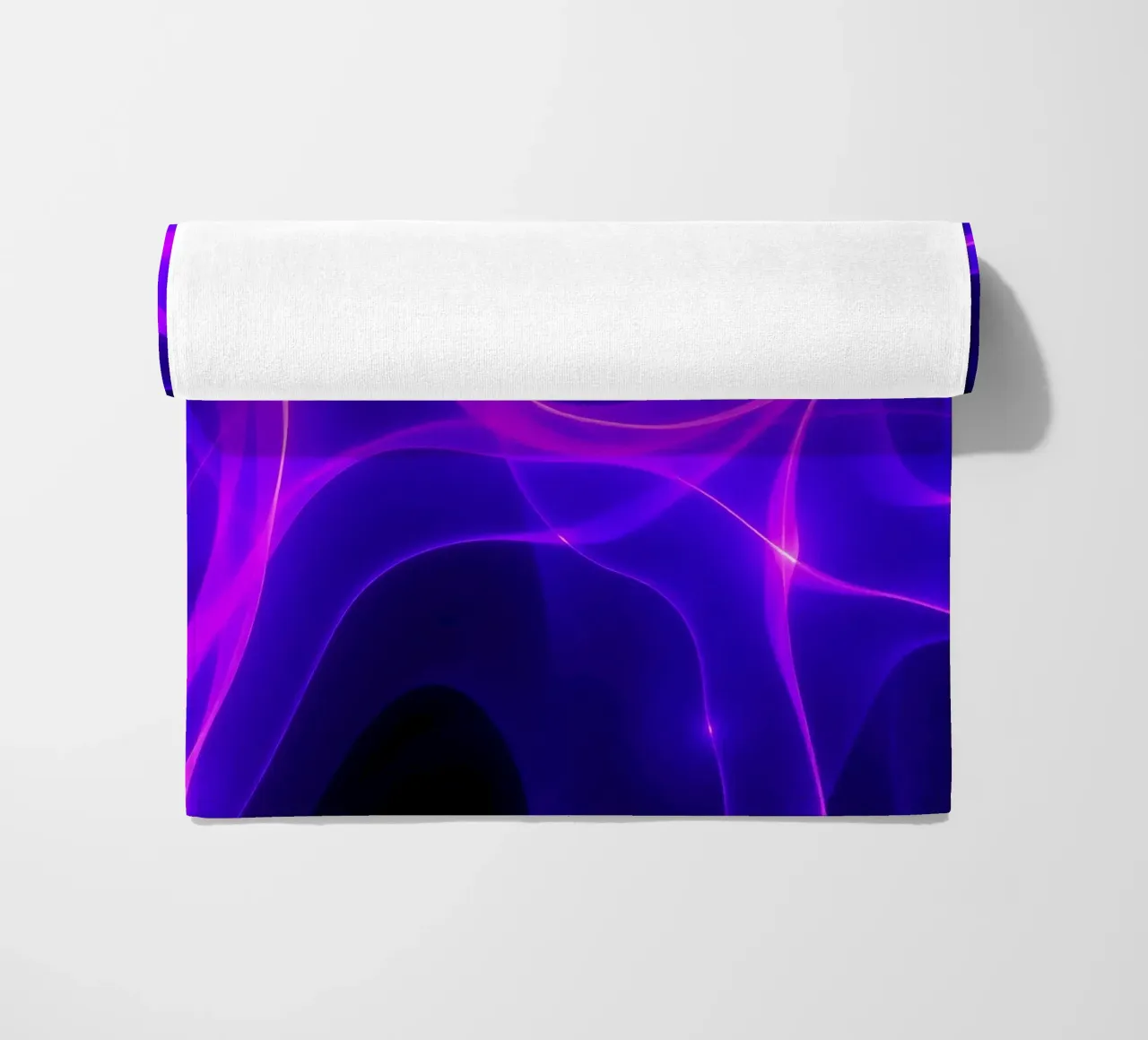 purple light waves create a mesmerizing abstract design beach towel by DesignDoodle