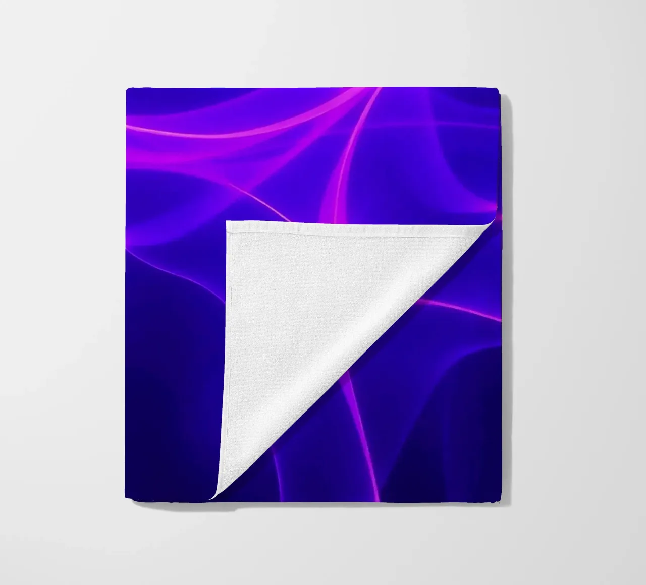 purple light waves create a mesmerizing abstract design beach towel by DesignDoodle