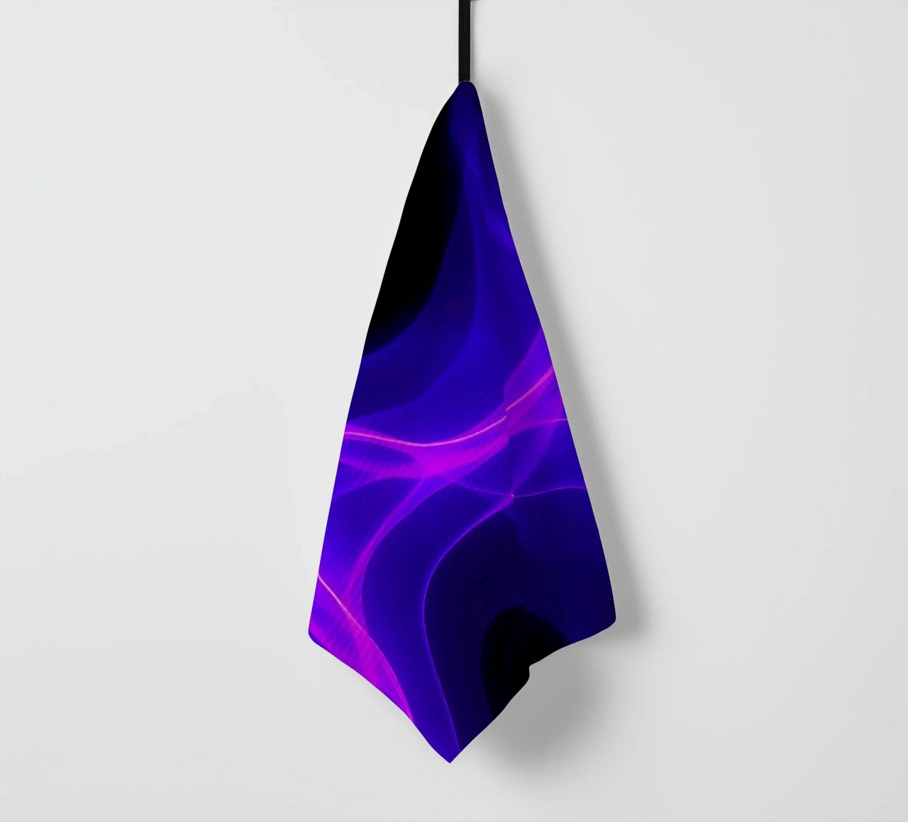 purple light waves create a mesmerizing abstract design tea towel by DesignDoodle