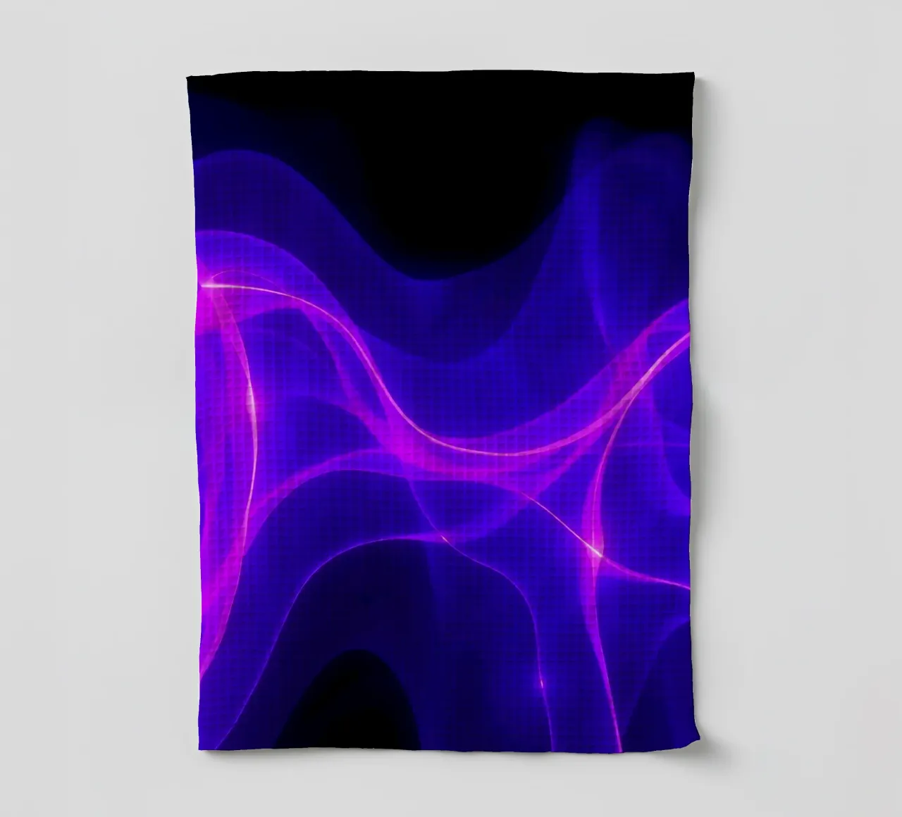 purple light waves create a mesmerizing abstract design tea towel by DesignDoodle