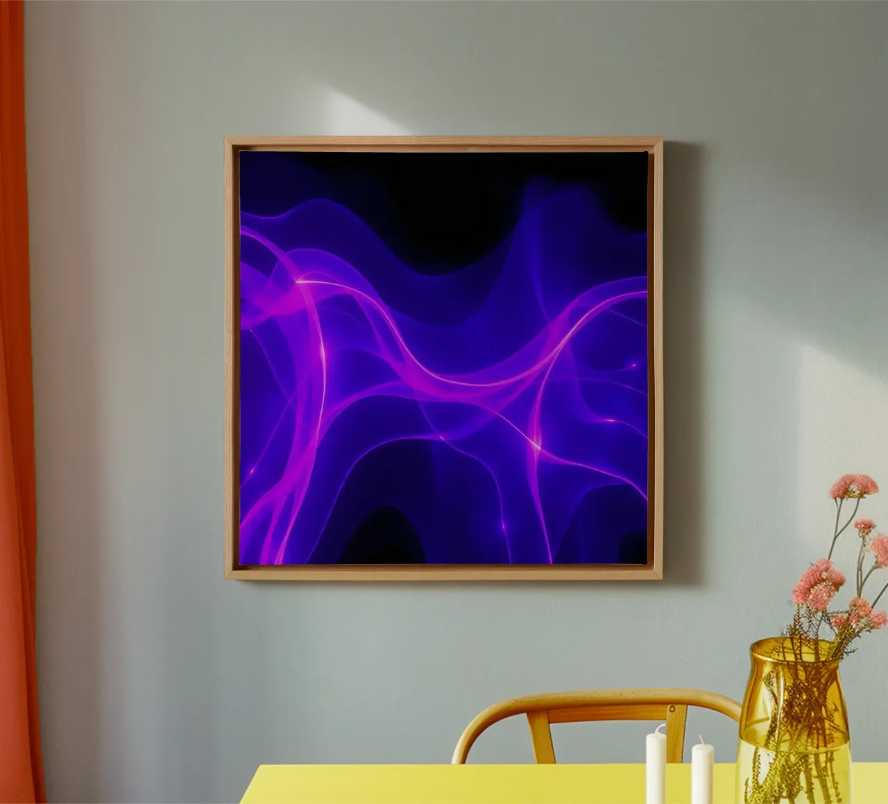 purple light waves create a mesmerizing abstract design canvas by DesignDoodle