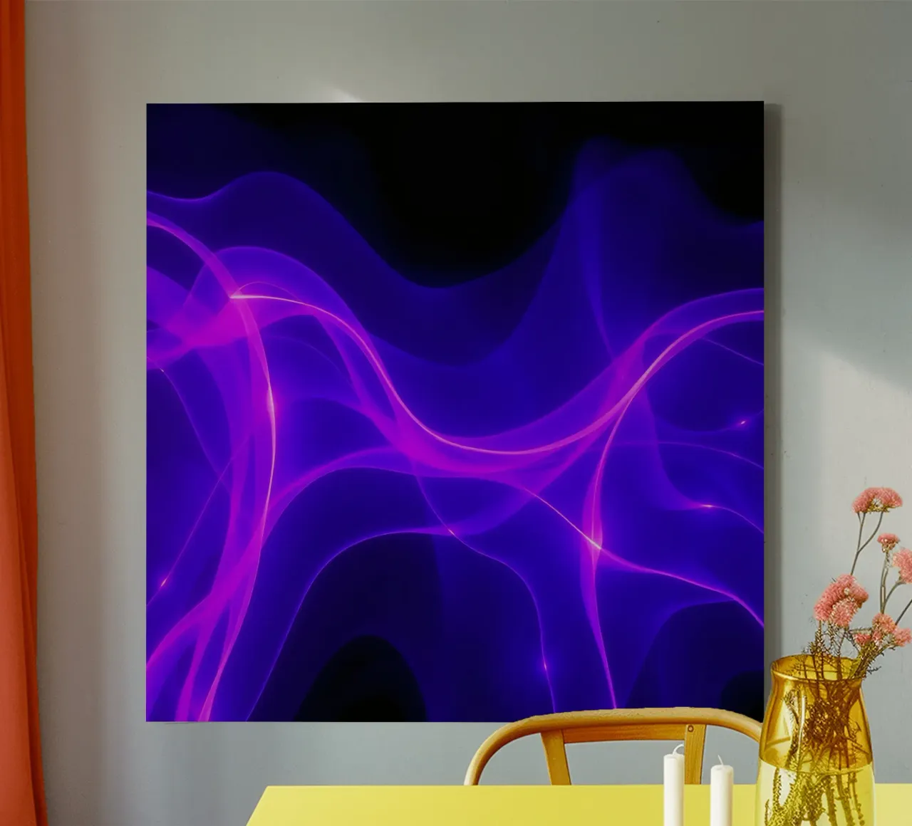 purple light waves create a mesmerizing abstract design canvas by DesignDoodle