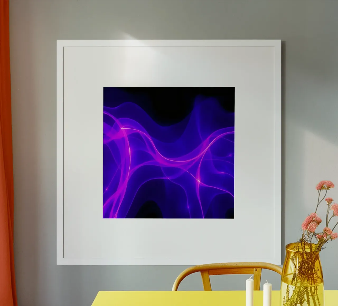 purple light waves create a mesmerizing abstract design hahnemühle by DesignDoodle