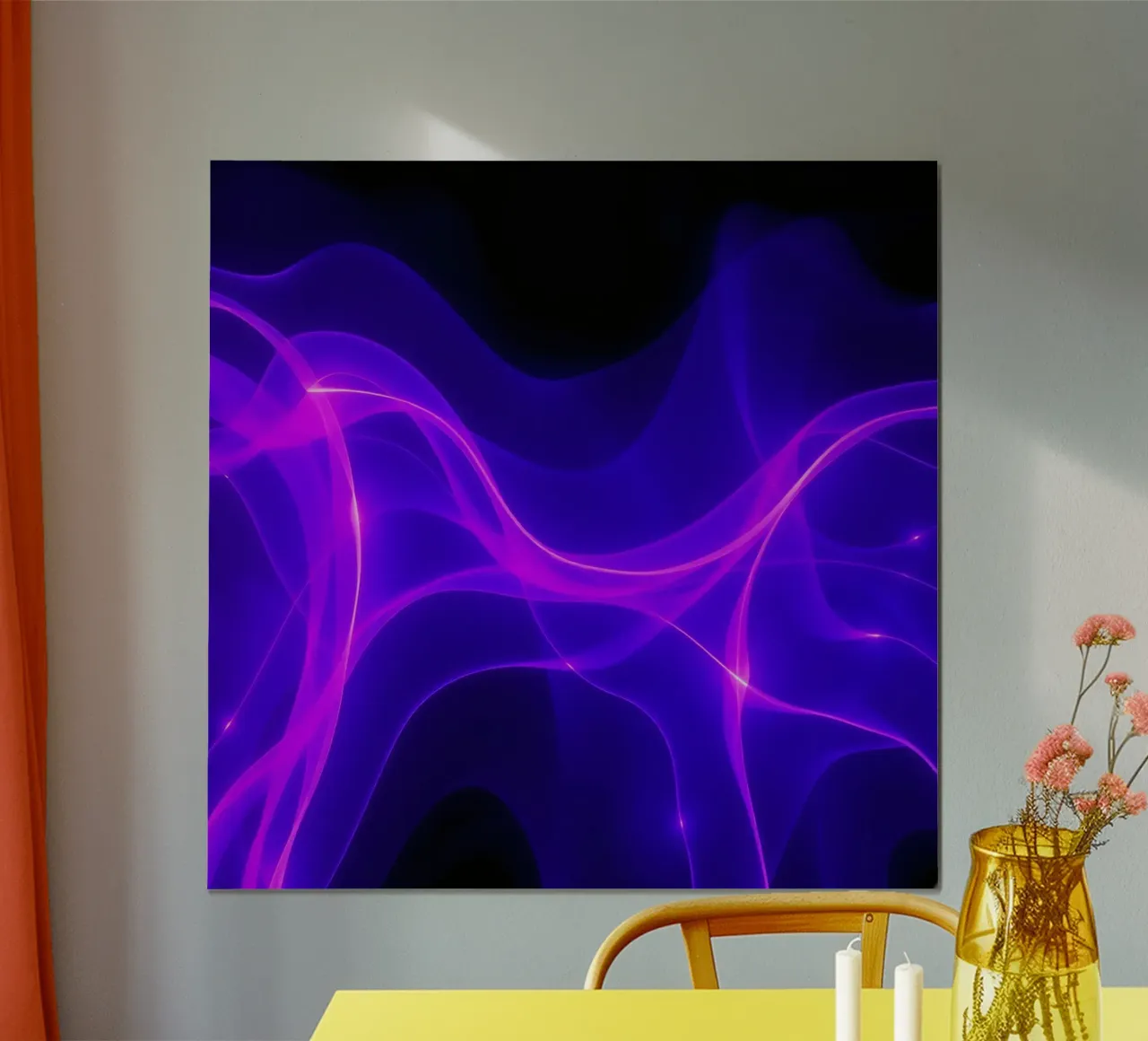 purple light waves create a mesmerizing abstract design hahnemühle by DesignDoodle