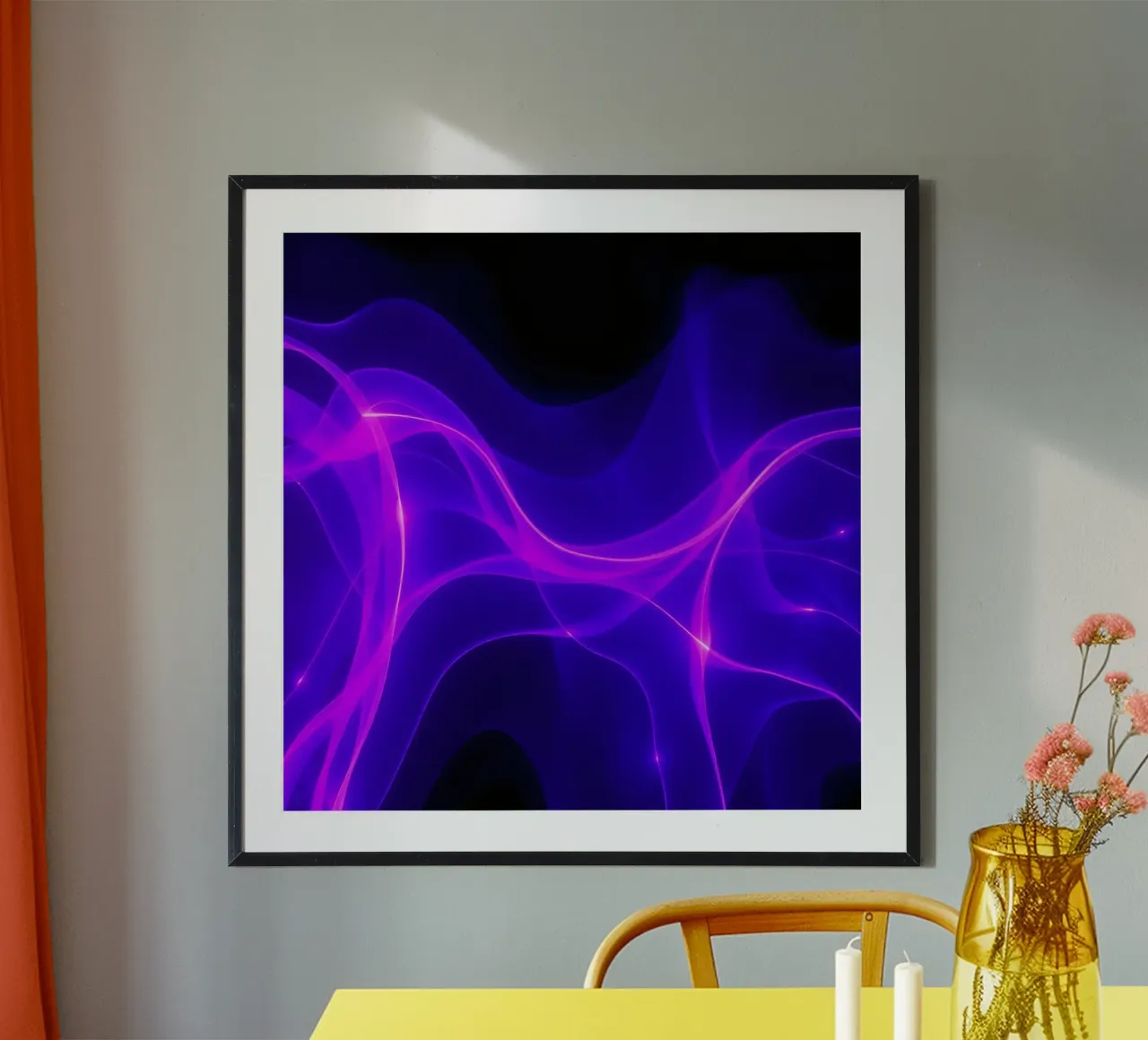 purple light waves create a mesmerizing abstract design hahnemühle by DesignDoodle